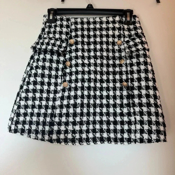 Francesca’s houndstooth tweed mini skirt NWOT XS - Picture 2 of 7